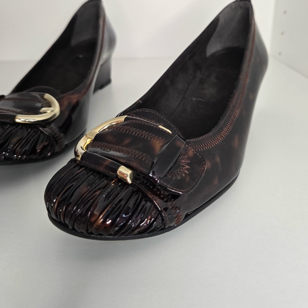 Stuart Weitzman Tortoiseshell Patent Leather Wedge Pumps | Size 7| Made in Spain - Picture 1 of 15